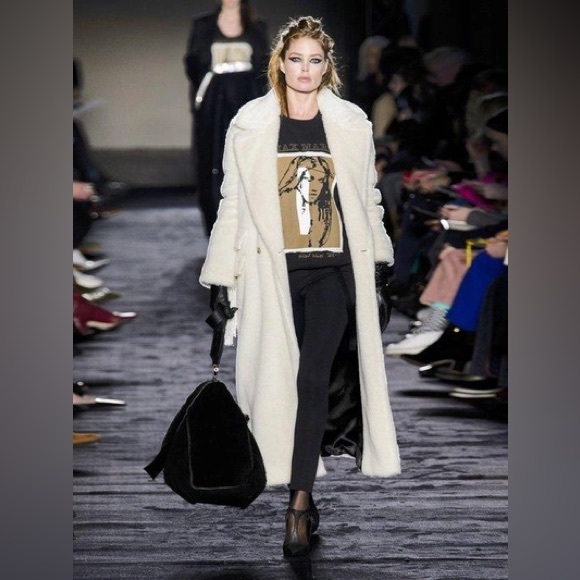 Max Mara Fall Winter Cream Cheiti Alpaca Fur Teddy Coat Jacket Fringe L XL - Picture 5 of 17